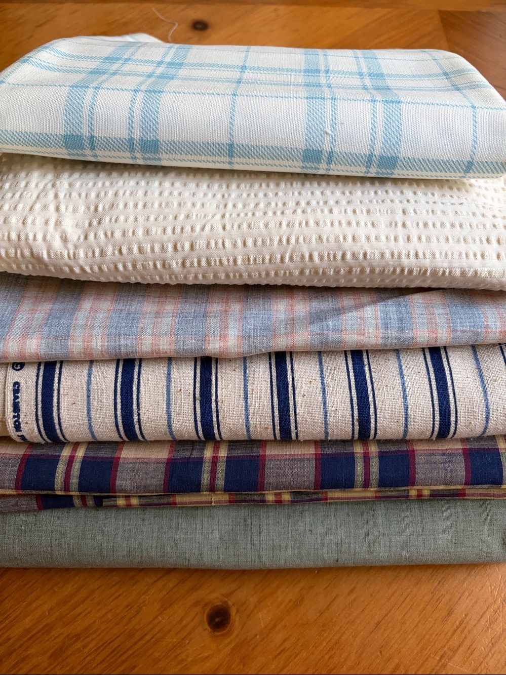 Fabric, Cotton, Set, 6 Types, Solid, Striped & Plaid